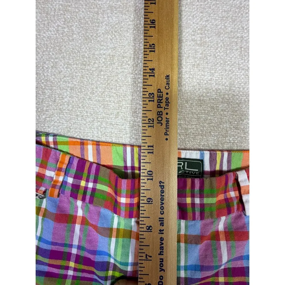 Lauren Ralph Lauren Women 6 Orange/Green Plaid Preppy Resort Casual Shorts
